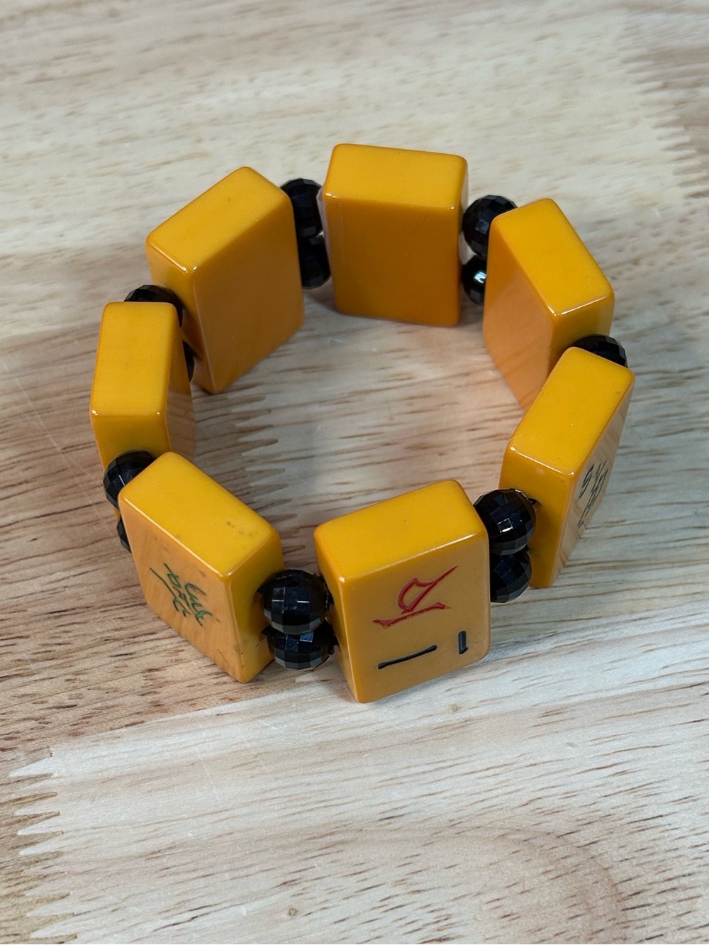 Antique Mahjong Butterscotch Bakelite Bracelet - Picture 6 of 11